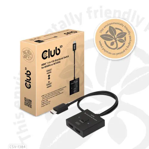 Club3D HDMI Switch 2-in-1 bidirektional 2 Port HDMI-Switch 7680 x 4320 Pixel Club3D HDMI Switch 2-in-1 bidirektional 2 Port HDMI-Switch 7680 x 4320 Pixel