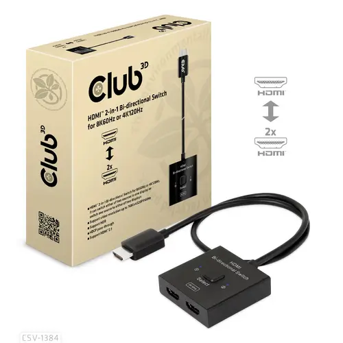 Club3D HDMI Switch 2-in-1 bidirektional 2 Port HDMI-Switch 7680 x 4320 Pixel Club3D HDMI Switch 2-in-1 bidirektional 2 Port HDMI-Switch 7680 x 4320 Pixel