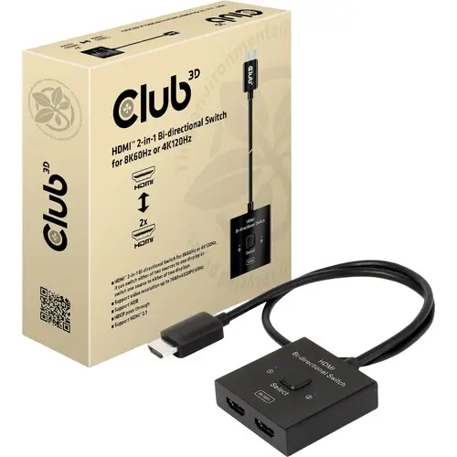 Club3D HDMI Switch 2-in-1 bidirektional 2 Port HDMI-Switch 7680 x 4320 Pixel Club3D HDMI Switch 2-in-1 bidirektional 2 Port HDMI-Switch 7680 x 4320 Pixel