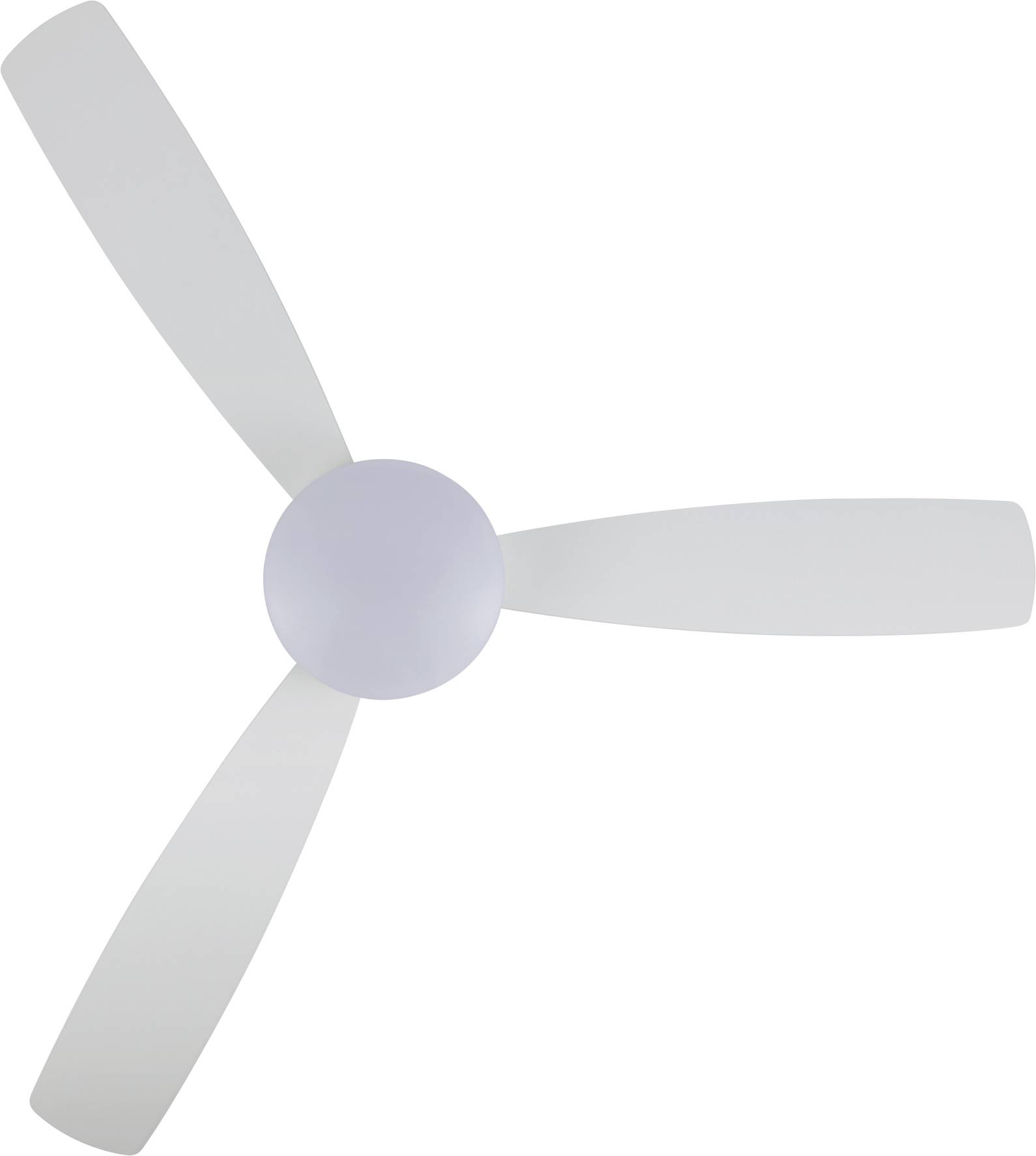 Deckenventilator mit drei weißen Flügeln, minimalistisch und modern gestaltet.