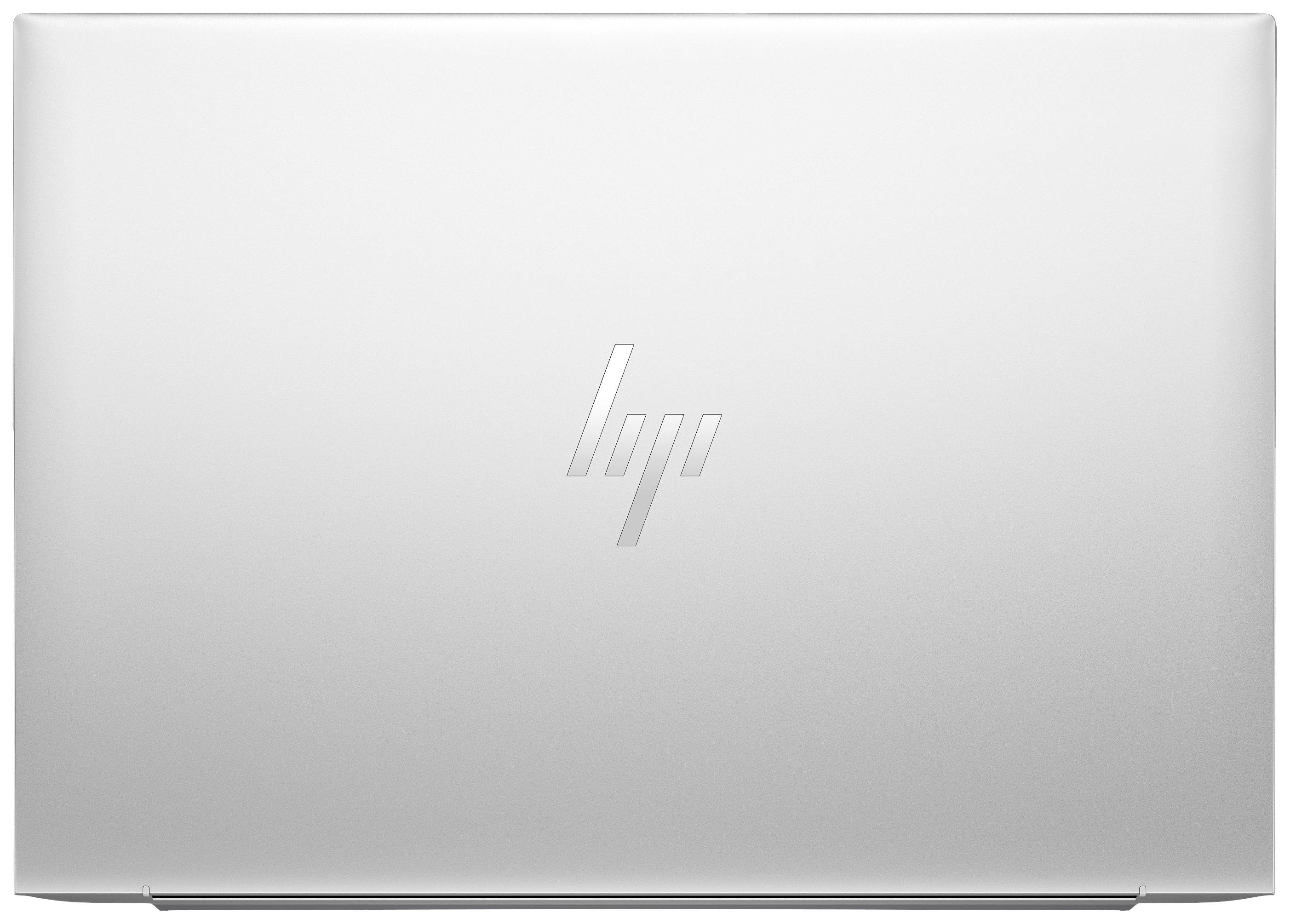 Silberner Laptopdeckel mit dem Logo eines bekannten Computerherstellers in der Mitte.