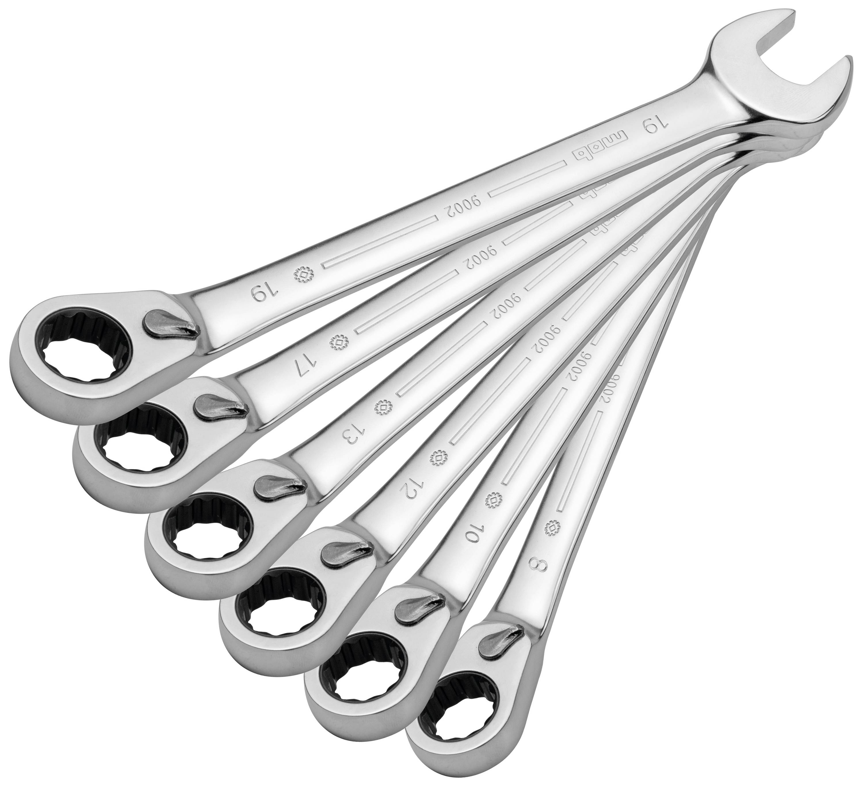 MOB 9002000301 Ring-Ratschenschlüssel-Satz 6teilig Schlüsselweite (Metrisch) 8 - 19mm