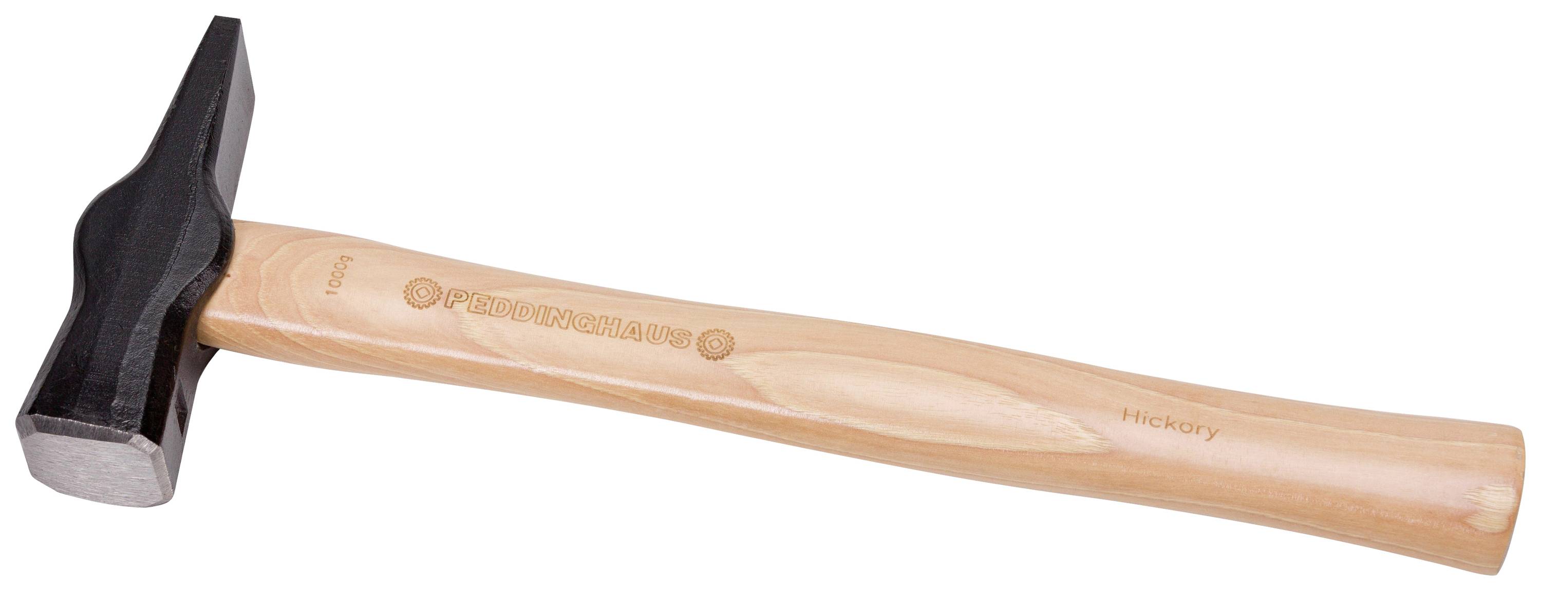 Ein Hammer mit Holzgriff und Metallkopf, geeignet für Bauarbeiten.