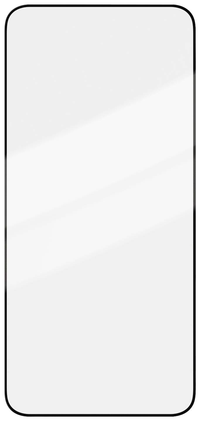 Ein rechteckiger Anzeigebereich eines Smartphones mit minimalen Rahmen. Das Display ist schwarz und ohne sichtbare Inhalte oder Symbole.