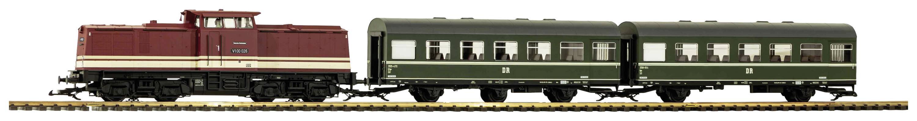 Piko G 37145G Start-Set R/C Personenzug V100 mit 2x Rekowagen der DR