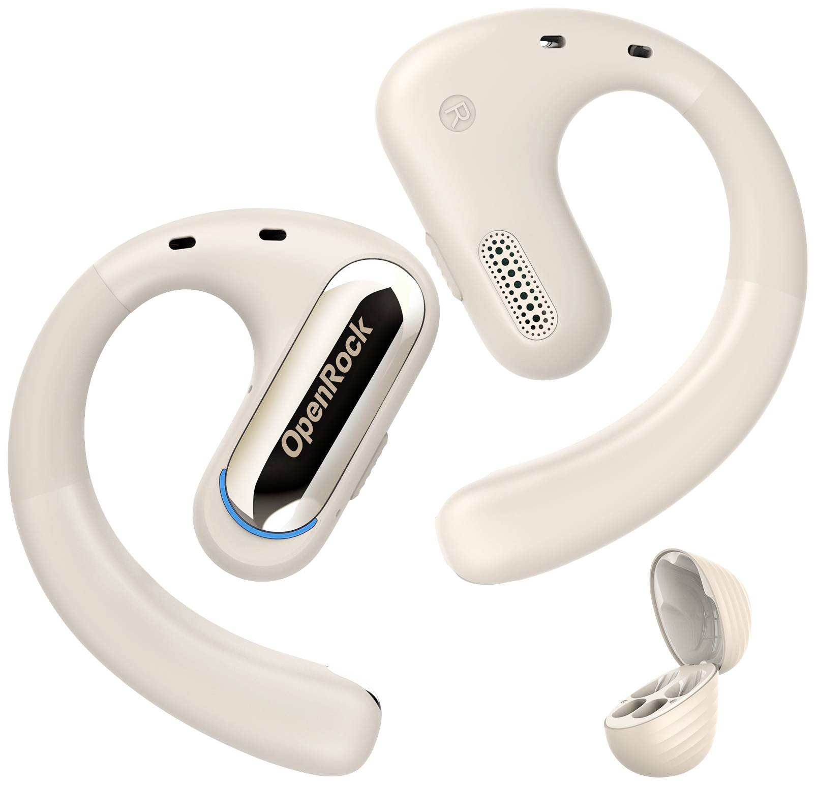 OneOdio OpenRock Pro T1 Ear Free Kopfhörer Bluetooth® Stereo Beige Ladecase, Ohrbügel, Wasserbeständig Sport