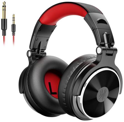 OneOdio Pro-10 Over Ear Kopfhörer kabelgebunden Stereo Schwarz, Rot High-Resolution Audio Faltbar