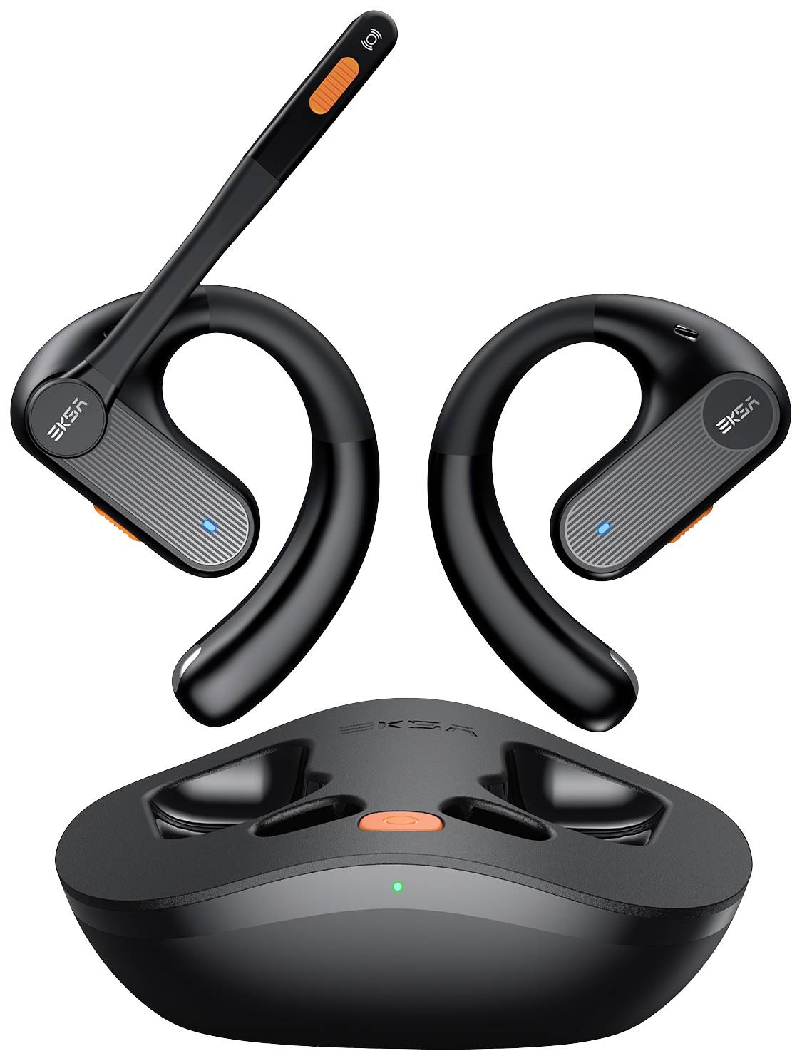 EKSA S30 Ear Free Kopfhörer Bluetooth® Stereo Schwarz Ladecase, Ohrbügel Sport