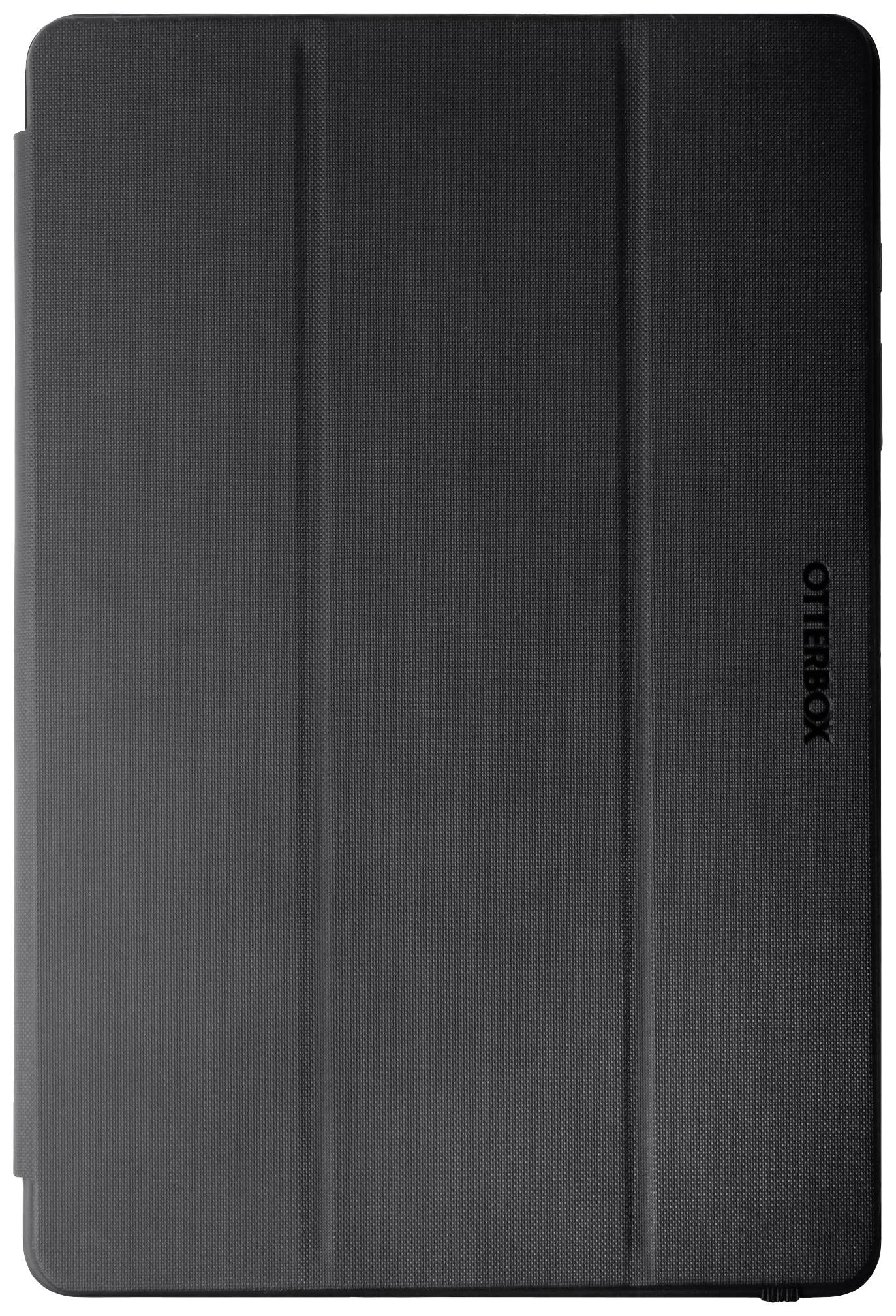 Schwarze Tablet-Hülle mit OtterBox-Logo, geschlossen. Schlichtes Design, bietet Schutz für Tablets.