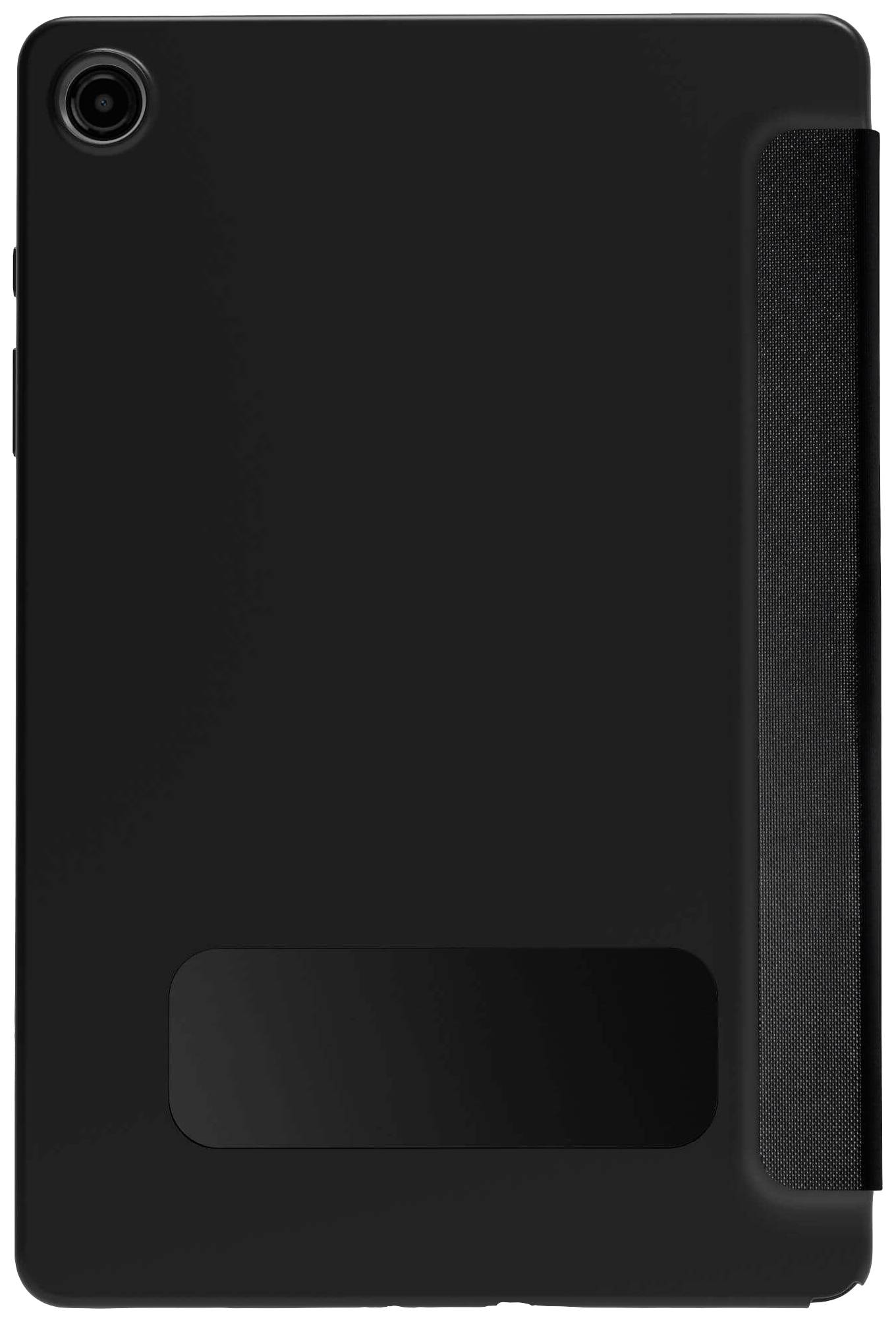 Schwarzes Tablet mit abgerundeten Ecken, Kamera in der oberen linken Ecke.