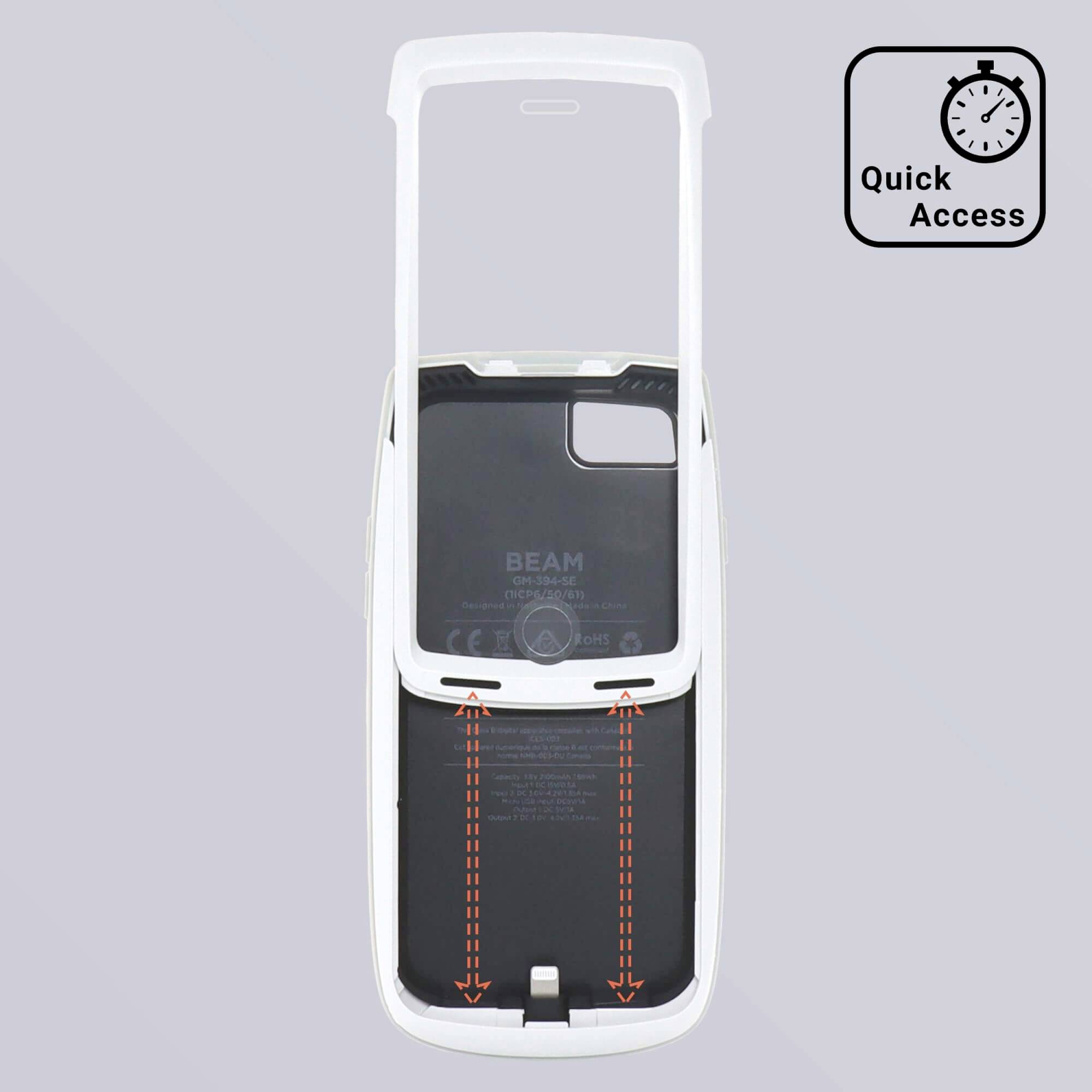 Beam Mobile Healthcare Case Backcover Apple iPhone SE (3. Generation), iPhone SE (2. Generation) Weiß integrierter Akku, Stoßfest