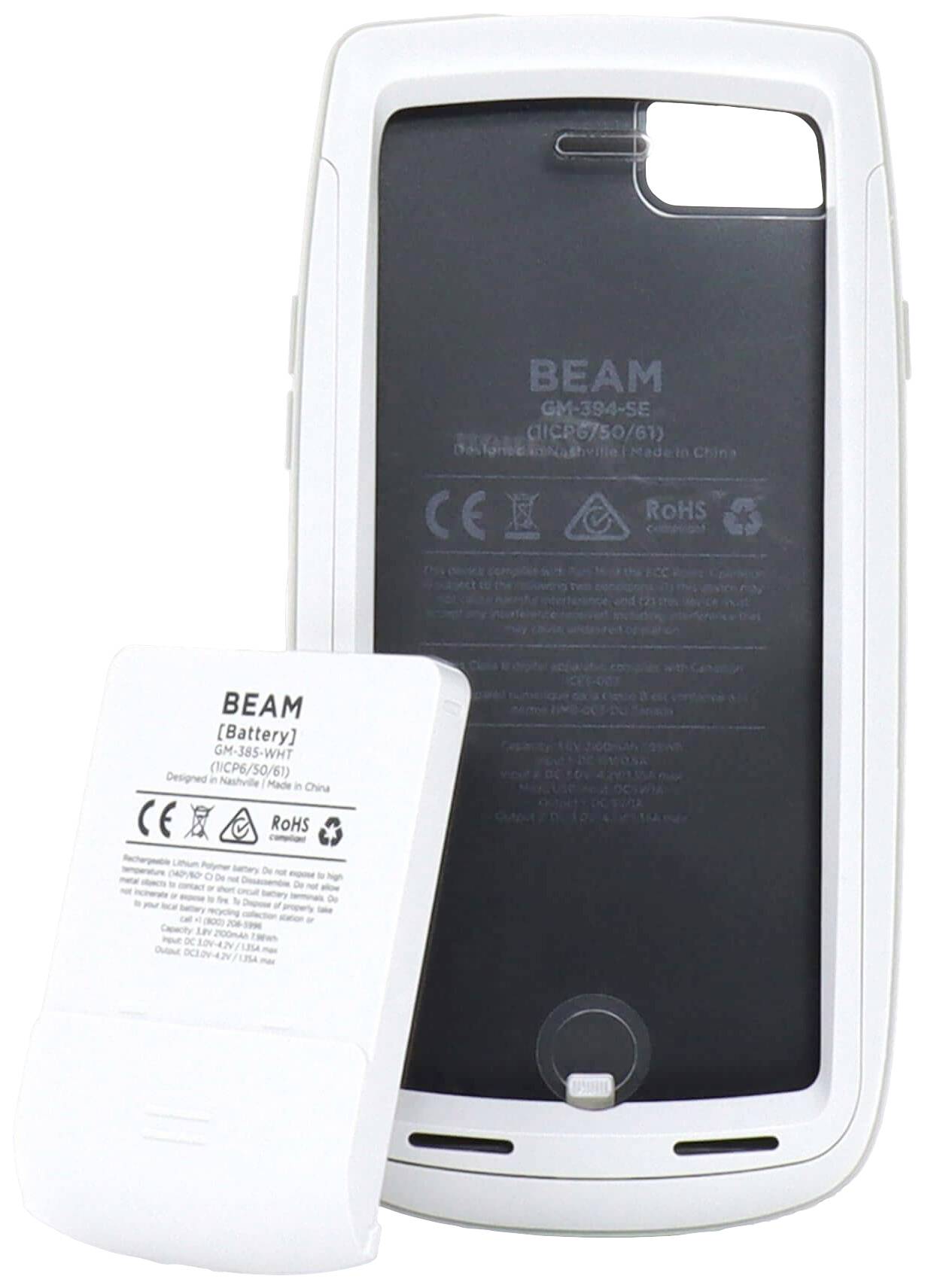 Beam Mobile Healthcare Case Backcover Apple iPhone SE (3. Generation), iPhone SE (2. Generation) Weiß integrierter Akku, Stoßfest