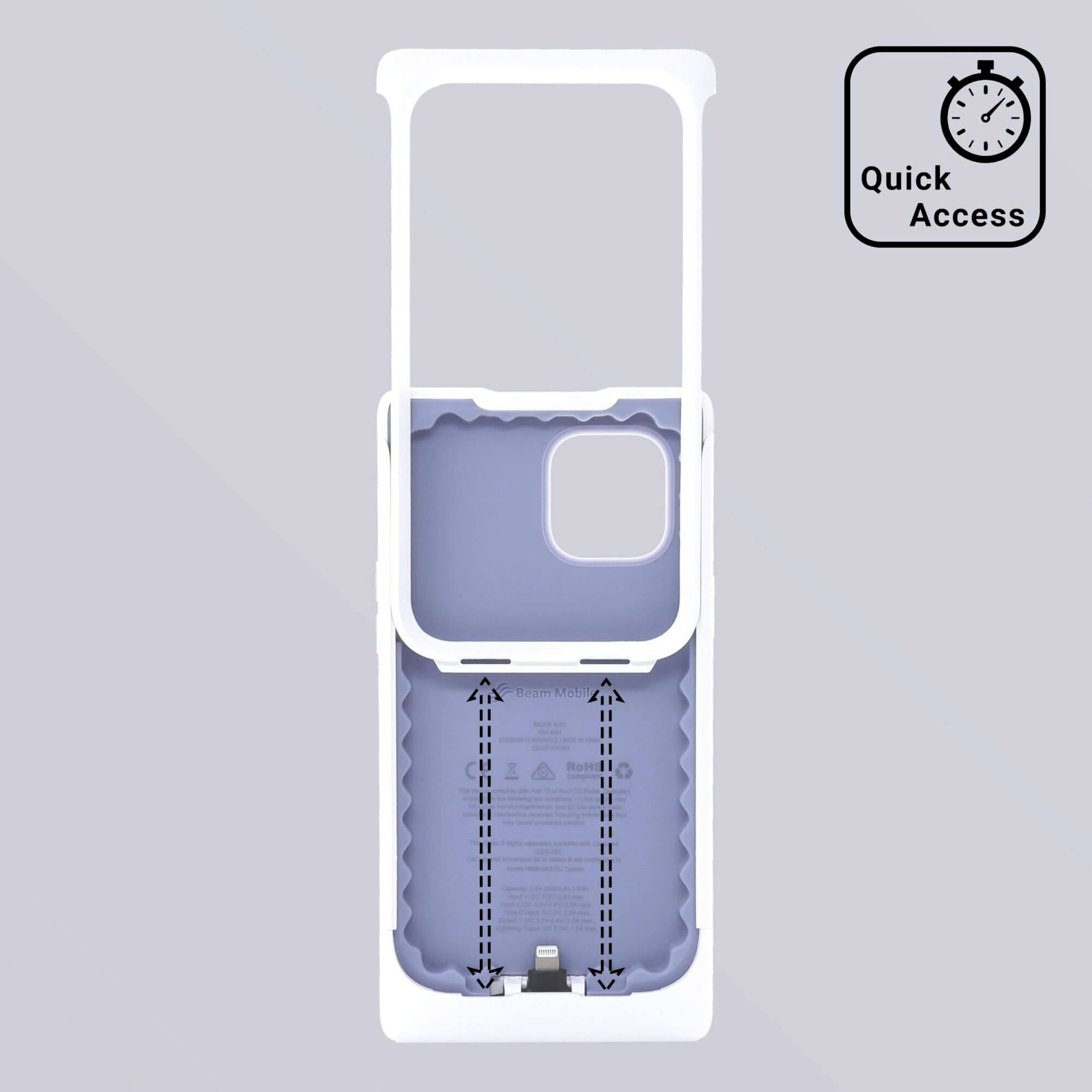 Rahmen mit Schiebeschalter und 'Quick Access'-Symbol für schnellen Zugriff. Gebrauchsanweisung oder Funktionsanzeige.