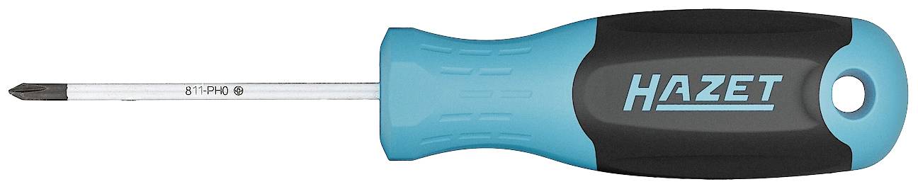 Kreuzschlitzschraubendreher mit blau-schwarzem Griff und 'HAZET'-Logo.