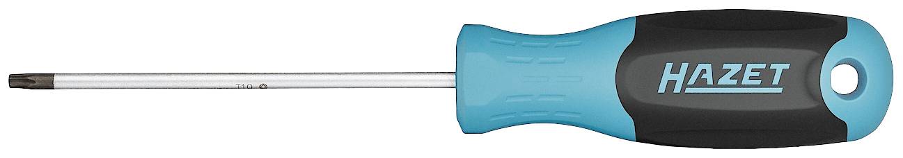 Schraubendreher mit blauem und schwarzem Griff, Marke 'Hazet', Torx-Kopf.