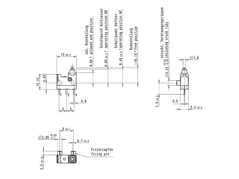 Marquardt 01065.2652-00 Mikroschalter 30 V/DC 0.1A 1 x Ein/(Ein) Betätigerseite: IP67/Anschlussseite: IP00 tastend 1St.