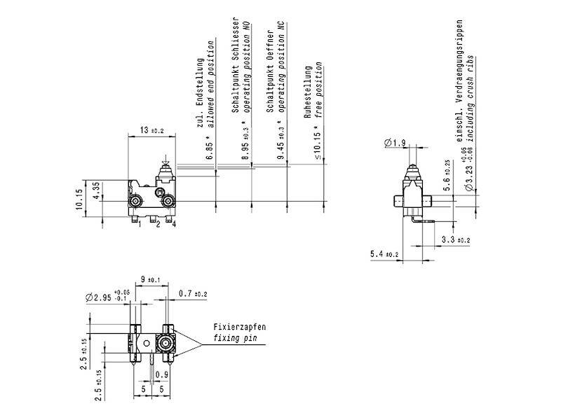 Marquardt 01065.3603-01 Mikroschalter 30 V/DC 0.1 A 1 x Ein/(Ein) Betätigerseite: IP67/Anschlusssei