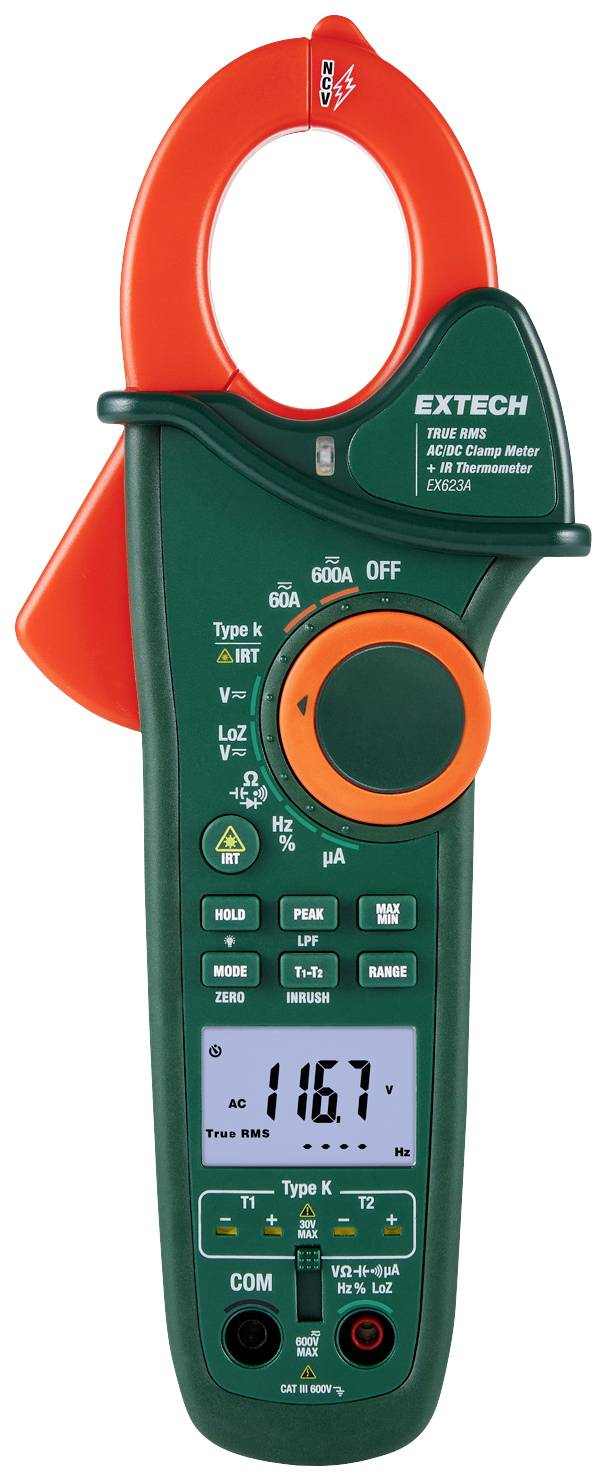 Extech EX623A Stromzange digital IR-Thermometer CAT III 600 V Anzeige (Counts): 6000