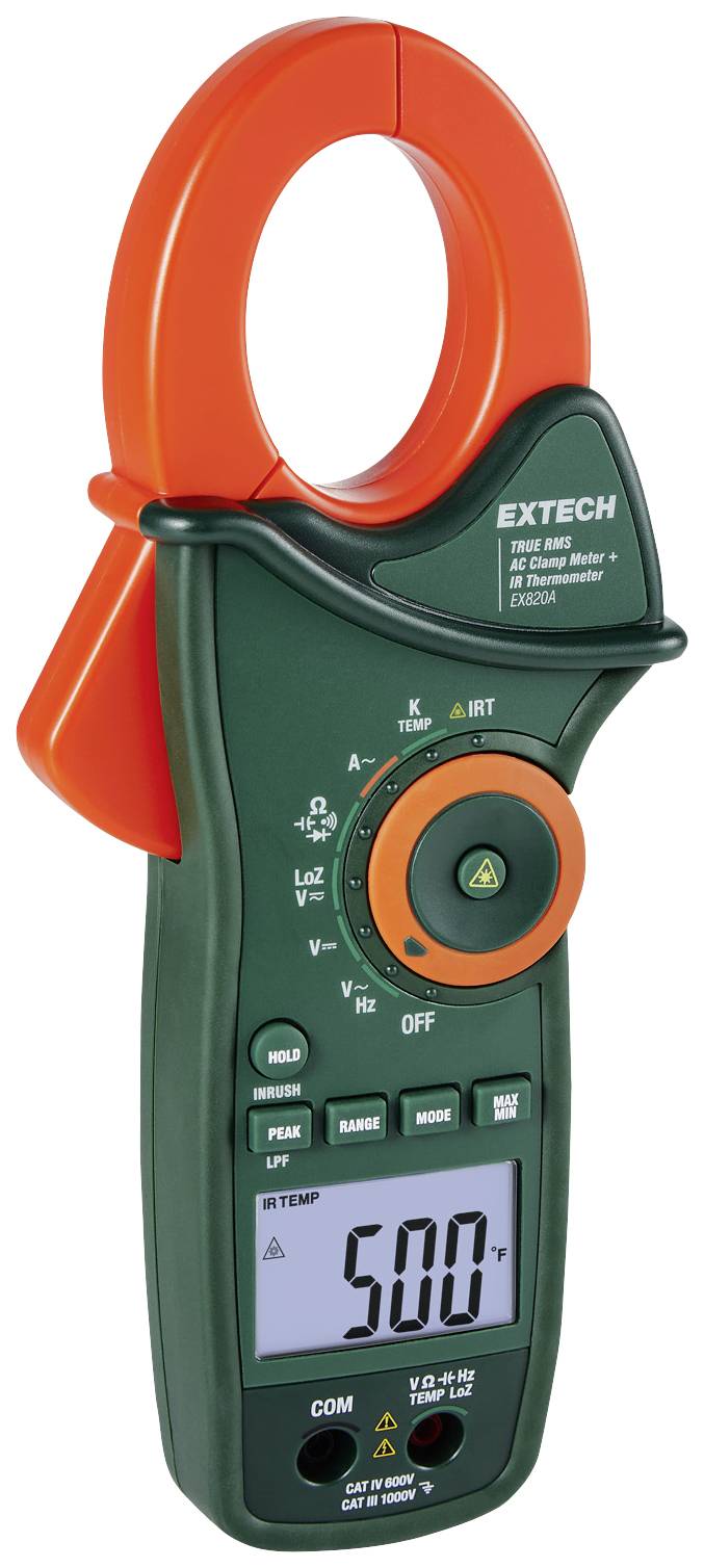 Extech EX820A Stromzange digital IR-Thermometer, LoZ CAT IV 600V Anzeige (Counts): 6000