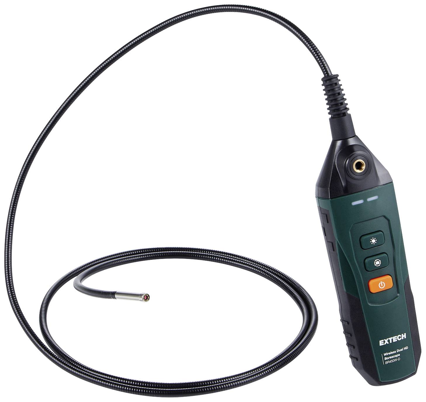 Ein Endoskopkamera-Gerät mit flexiblem Kabel und Kamera an der Spitze. Geeignet für Inspektionen in schwer zugänglichen Bereichen.