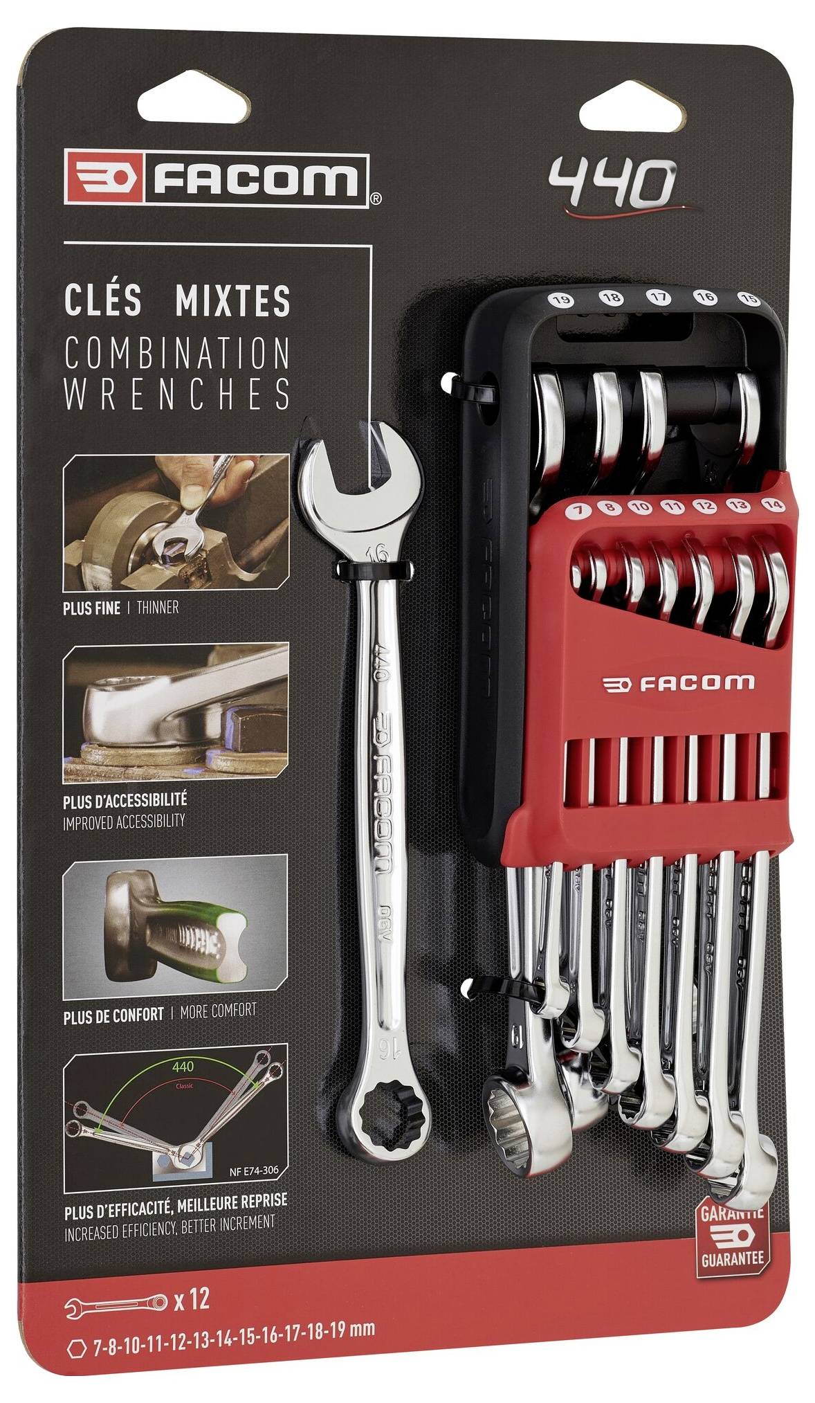 Facom 440.JP12APB Ring-Maulschlüssel-Satz Schlüsselweite (Metrisch) 7 - 19mm