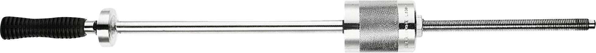 Ein verchromter Stoßhammer mit schwarzem Griff und großem Metallgewicht für Reparaturen und Entfernung von Autoteilen.