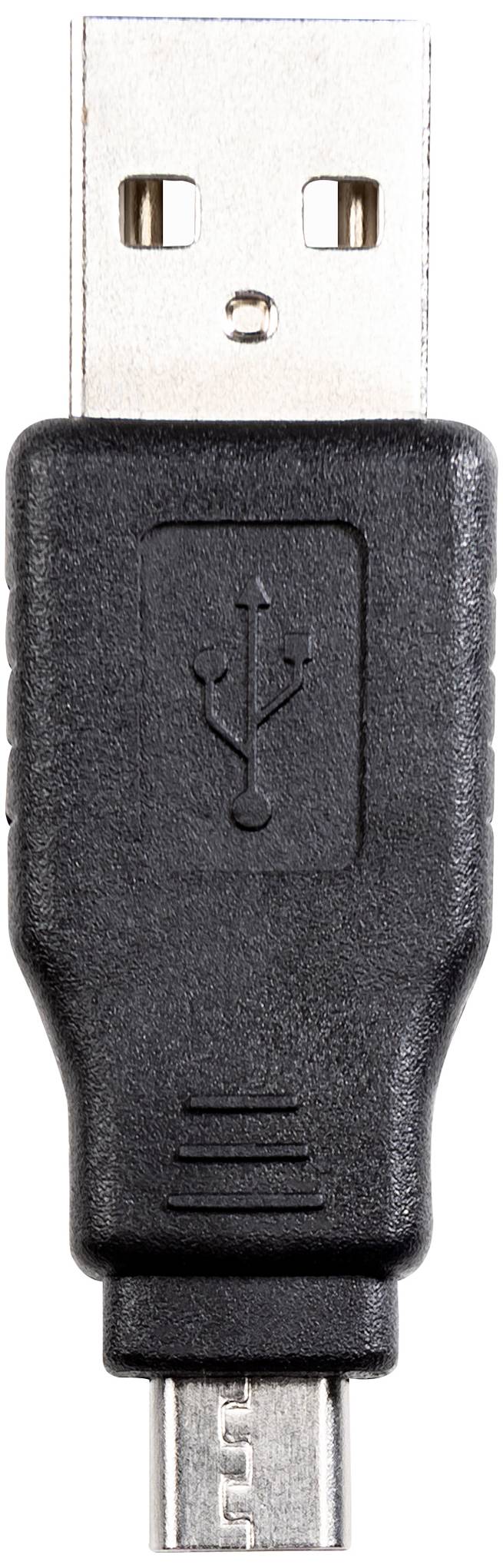 Ein USB-zu-Micro-USB-Adapterstecker für die Verbindung von Geräten mit unterschiedlichen Anschlüssen.