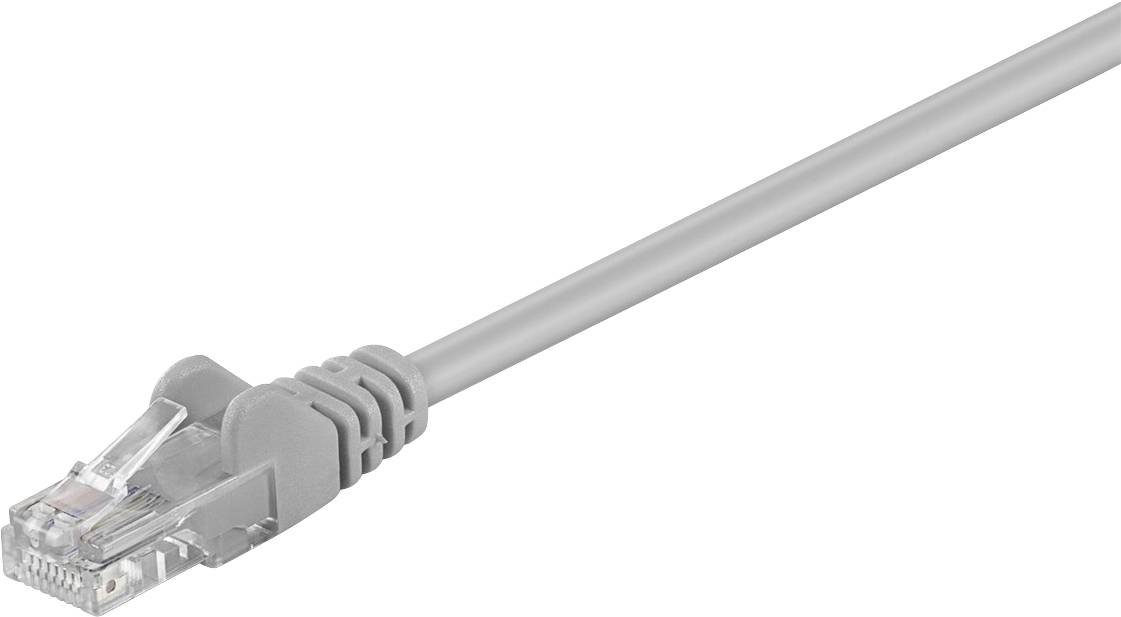 Graues Ethernet-Kabel mit RJ45-Stecker, geeignet für Netzverbindungen.