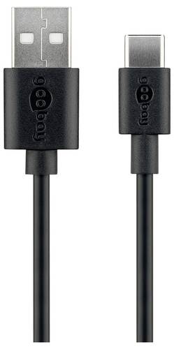 Goobay USB-Kabel USB 2.0 USB-C Stecker, USB-A Stecker 1.00m Schwarz animierter Ladevorgang 45735