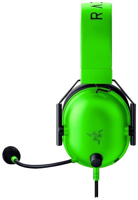 Helles, grünes Gaming-Headset mit Mikrofon, auf der Seite ein markantes Schlangenlogo.