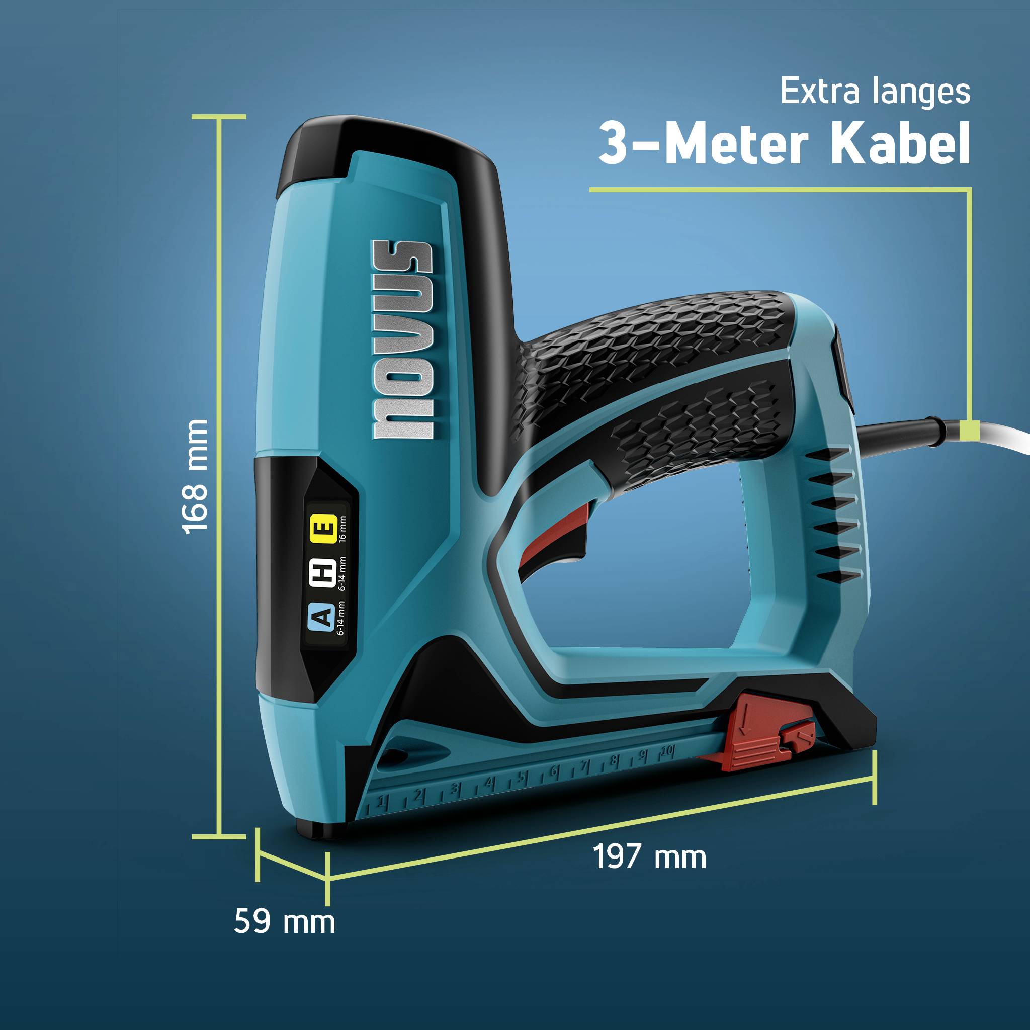 Novus Tools 031-0369 Elektrotacker Klammerntyp Typ 37, Typ 53 Klammernlänge 6 - 14mm