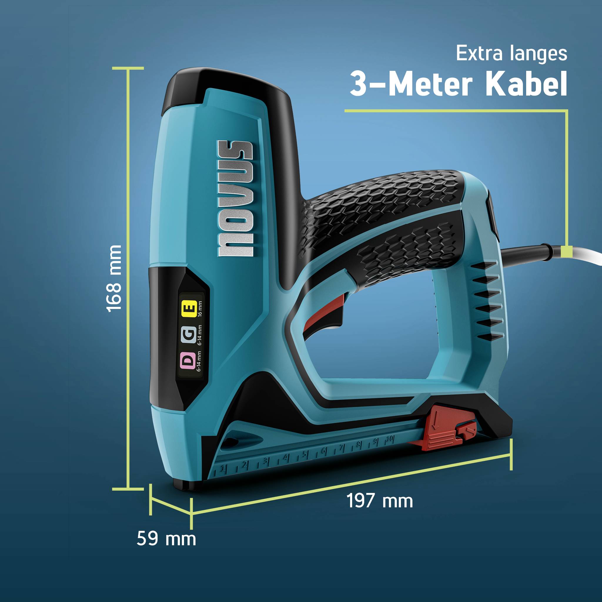 Novus Tools 031-0370 Elektrotacker Klammerntyp Typ 11, Typ 53F Klammernlänge 6 - 14mm