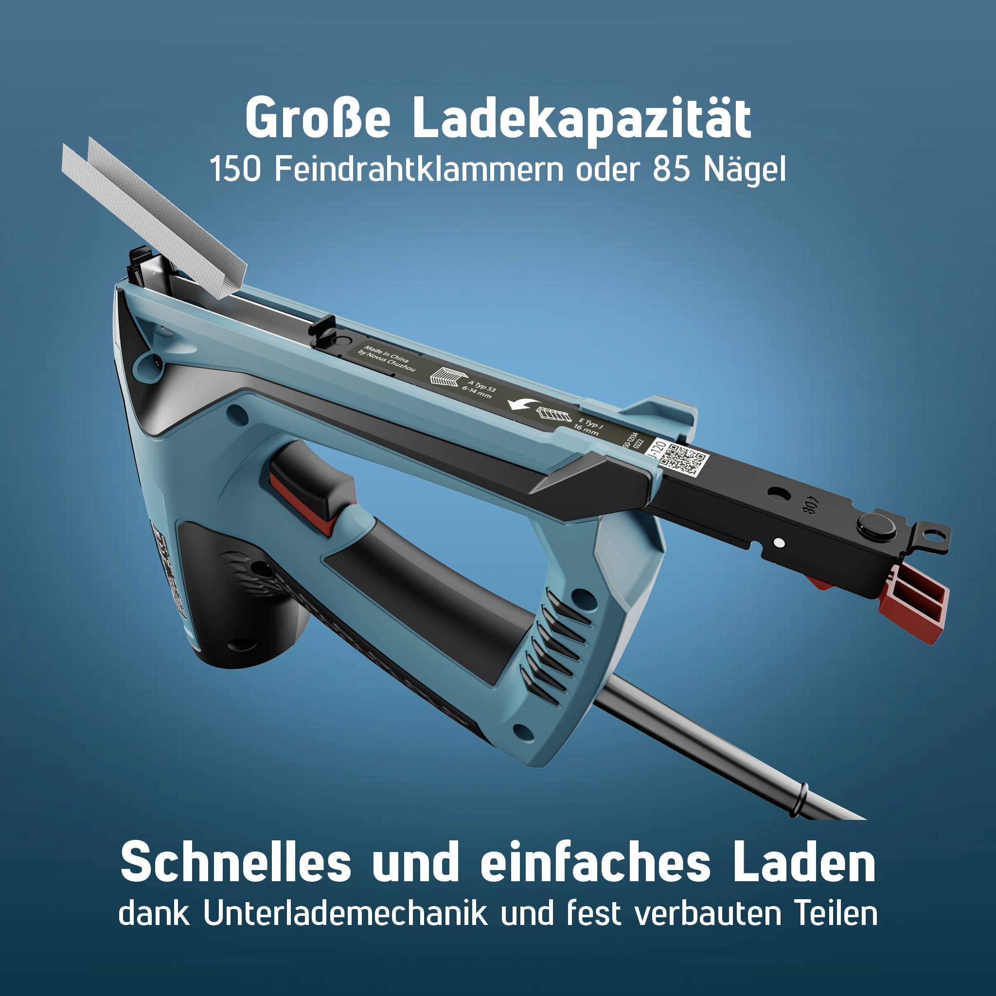 Novus Tools 031-0371 Elektrotacker Klammerntyp Typ 53 Klammernlänge 6 - 14mm