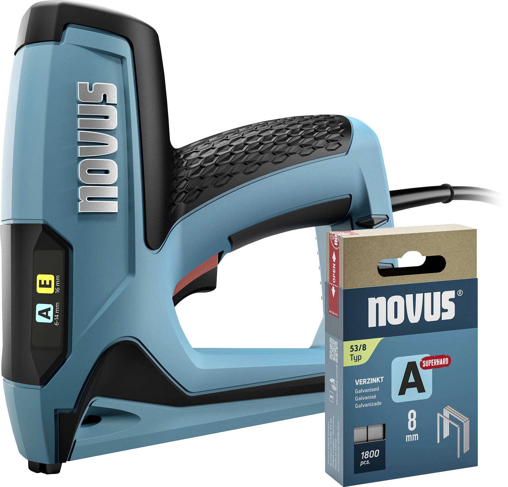 Novus Tools 031-0371 Elektrotacker Klammerntyp Typ 53 Klammernlänge 6 - 14mm