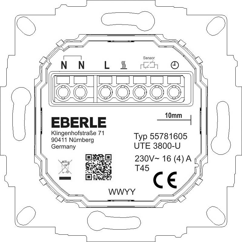 Eberle 557816054500 UTE 3800-U-RAL9010-G-55 Raumthermostat Unterputz Heizen/Kühlen 1St.