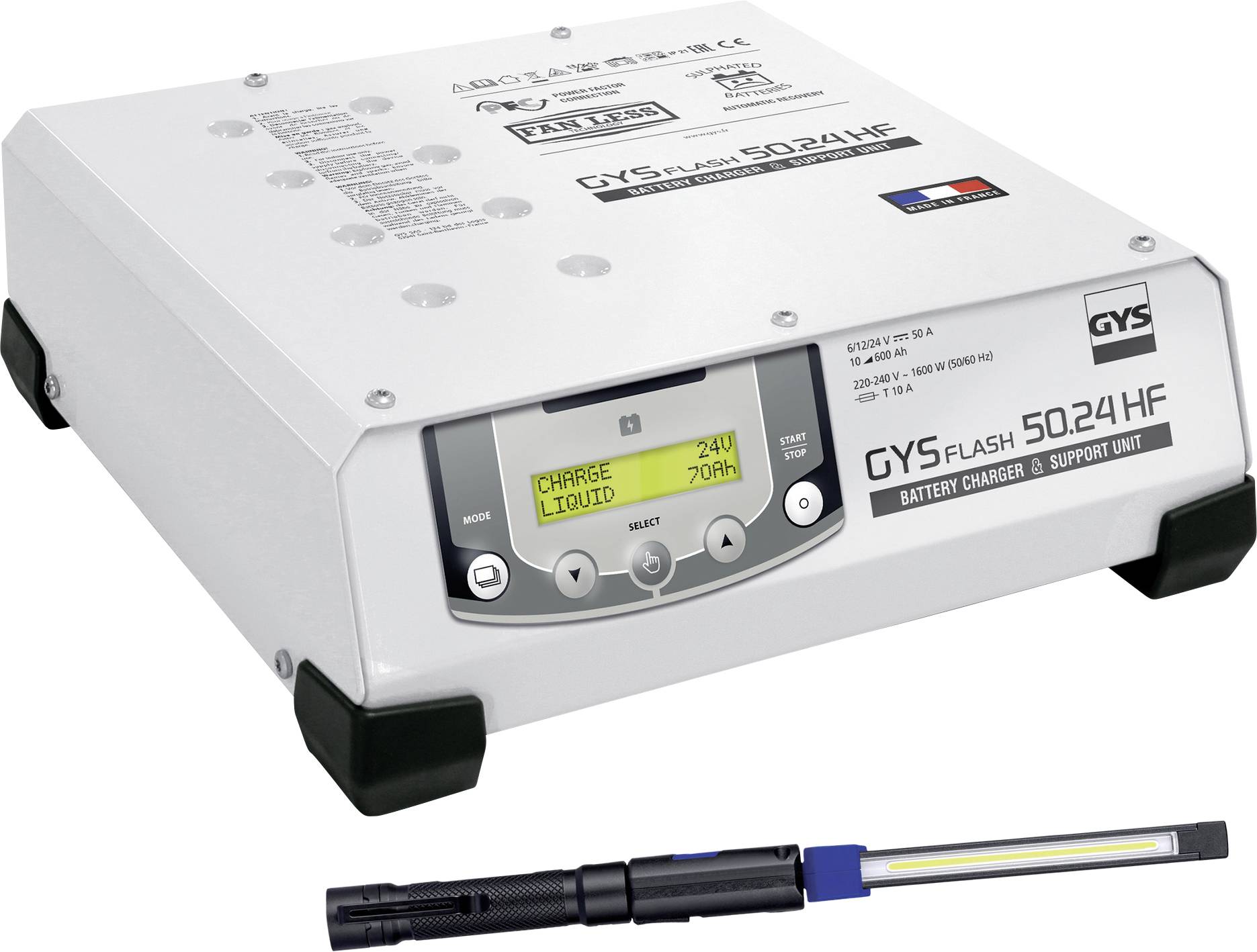 GYS GYSFLASH 50.24 HF +Toparc 075894 Mini 350L gratis Automatikladegerät 6 V, 12 V, 24 V 50 A 50 A