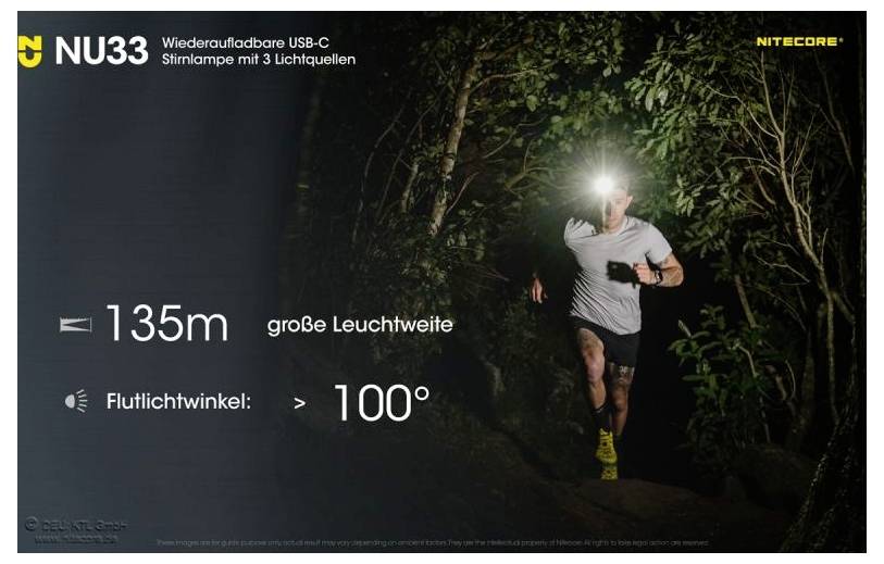 NiteCore NU33 LED Stirnlampe akkubetrieben 200lm 147h NC-NU33