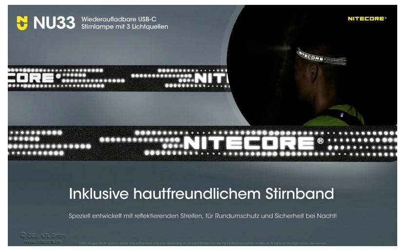 NiteCore NU33 LED Stirnlampe akkubetrieben 200lm 147h NC-NU33