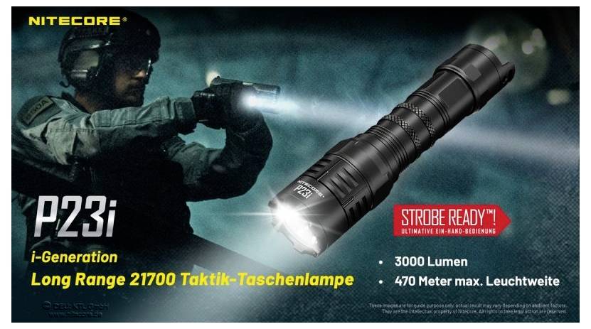 NiteCore P23i NC-P23I LED Taschenlampe akkubetrieben 3000lm 45h 115g
