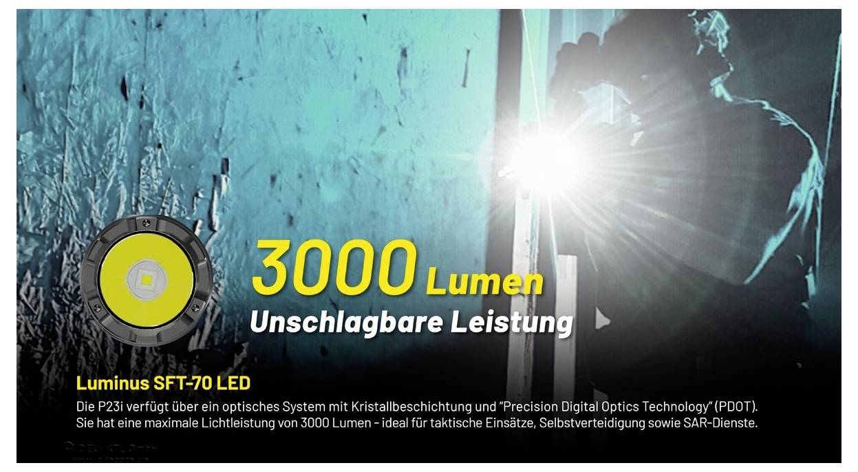 NiteCore P23i NC-P23I LED Taschenlampe akkubetrieben 3000lm 45h 115g