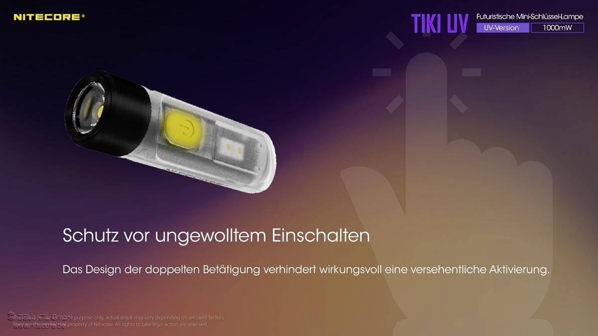 NiteCore TIKI UV LED, UV-LED Taschenlampe akkubetrieben 70 lm 12 g