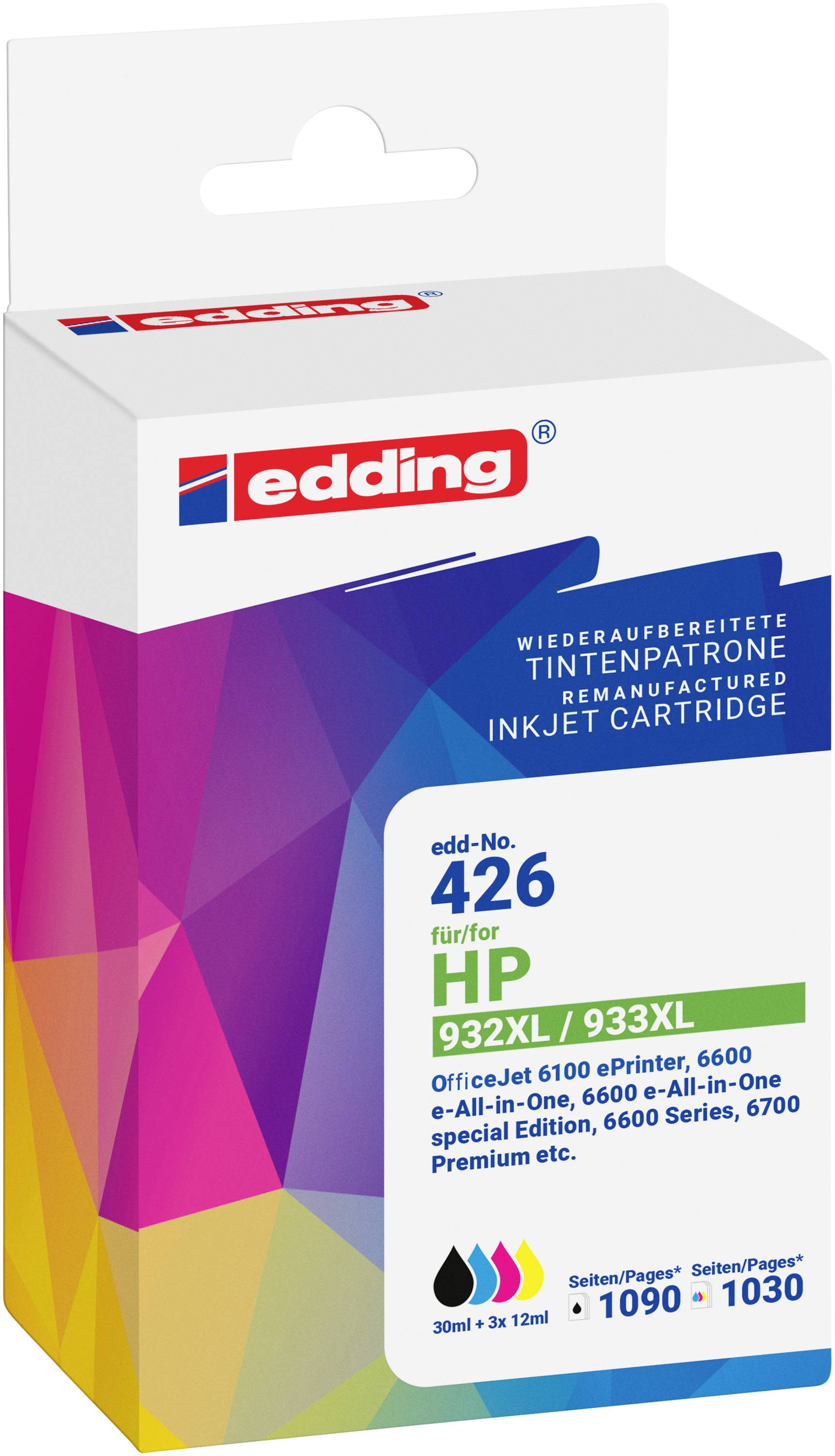 Edding Druckerpatrone ersetzt HP 932XL+933XL Multipack 4 Kompatibel Kombi-Pack Schwarz, Cyan, Magenta, Gelb EDD-426 18-426