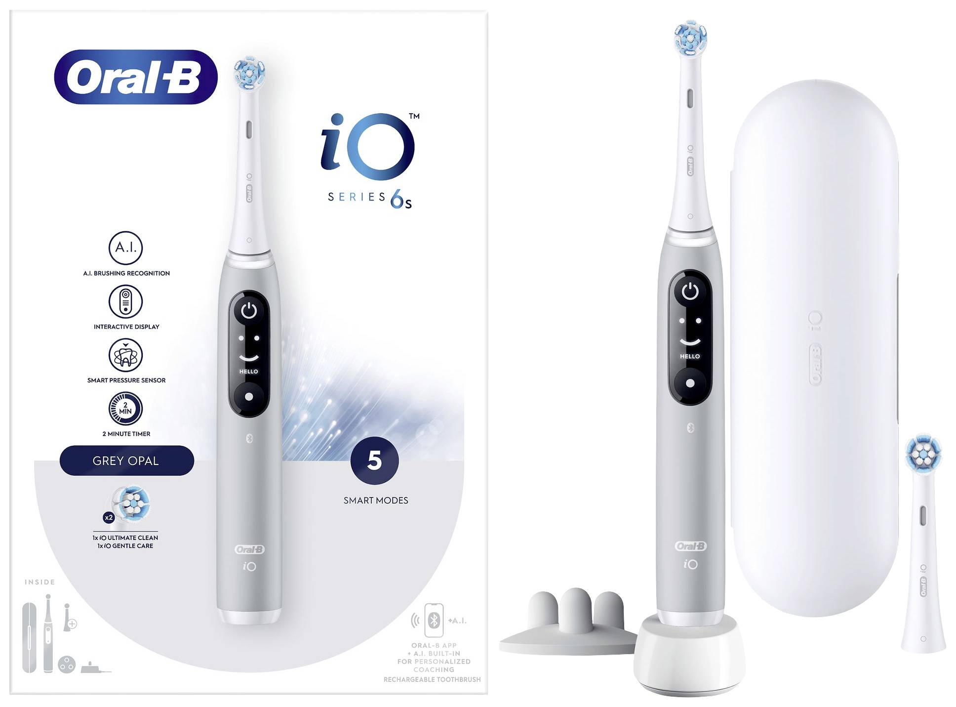 Oral-B iO Series 6s Grey Opal 4210201427360 Elektrische Zahnbürste Rotierend/Oszilierend Grau
