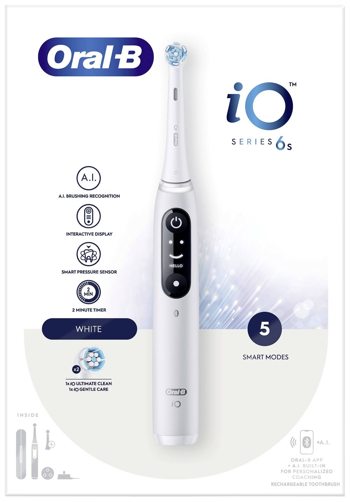 Oral-B iO Series 6s white 4210201427407 Elektrische Zahnbürste Rotierend/Oszilierend Weiß