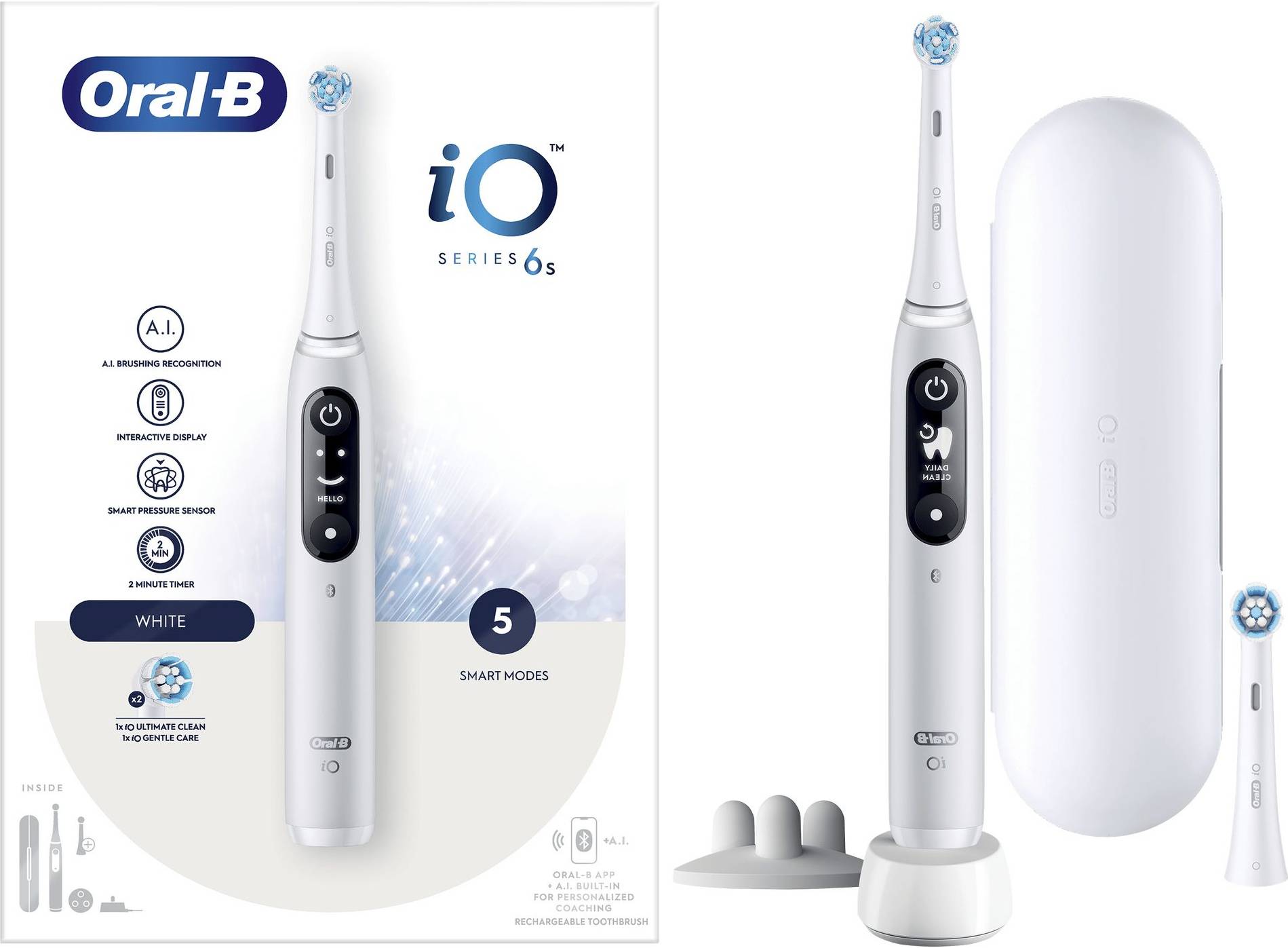 Oral-B iO Series 6s white 4210201427407 Elektrische Zahnbürste Rotierend/Oszilierend Weiß