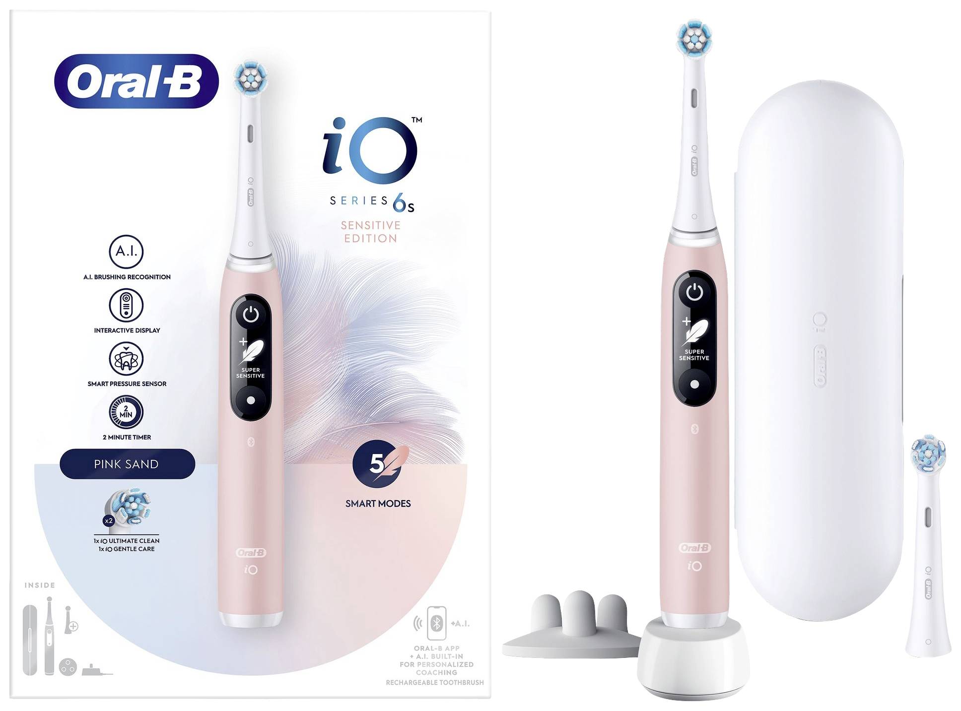 Oral-B iO Series 6s Rosa 4210201427384 Elektrische Zahnbürste Rotierend/Oszilierend Rosa