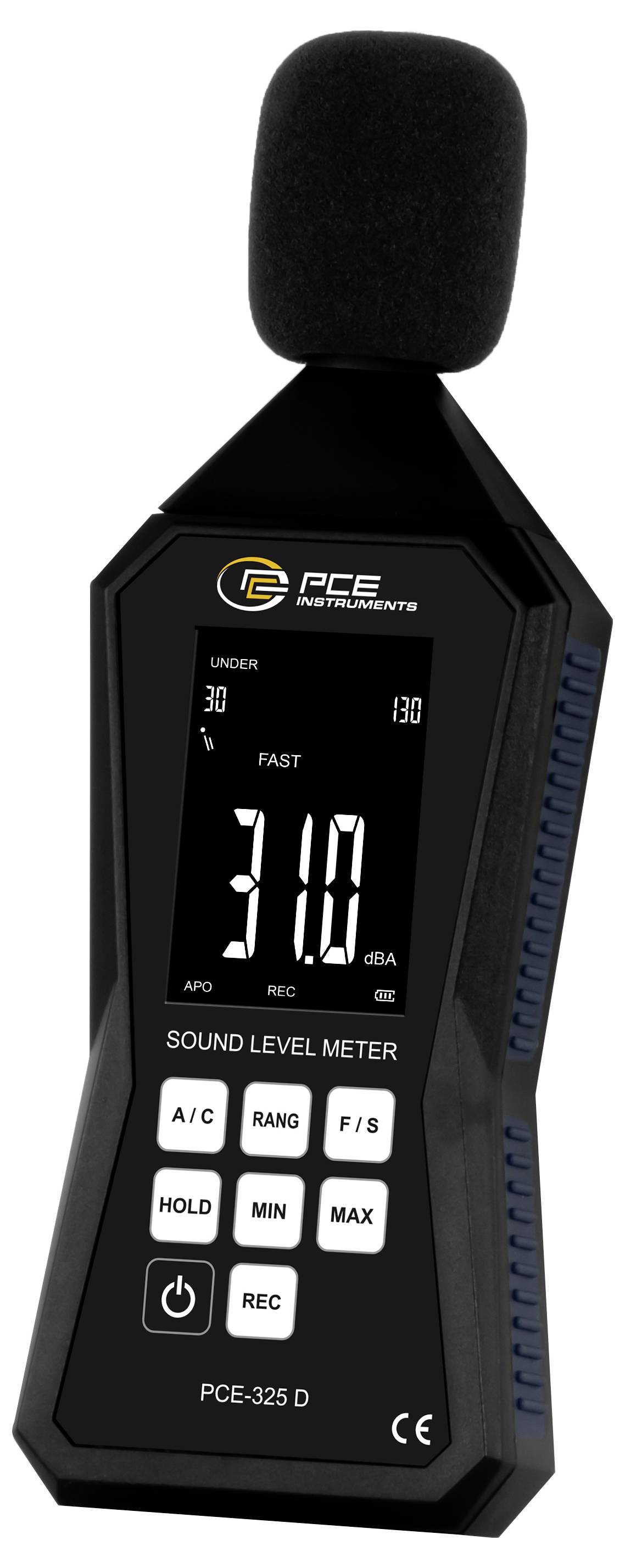 Tragbares PCE-Schallpegelmessgerät zeigt 31,0 dBA auf seinem digitalen Display an.