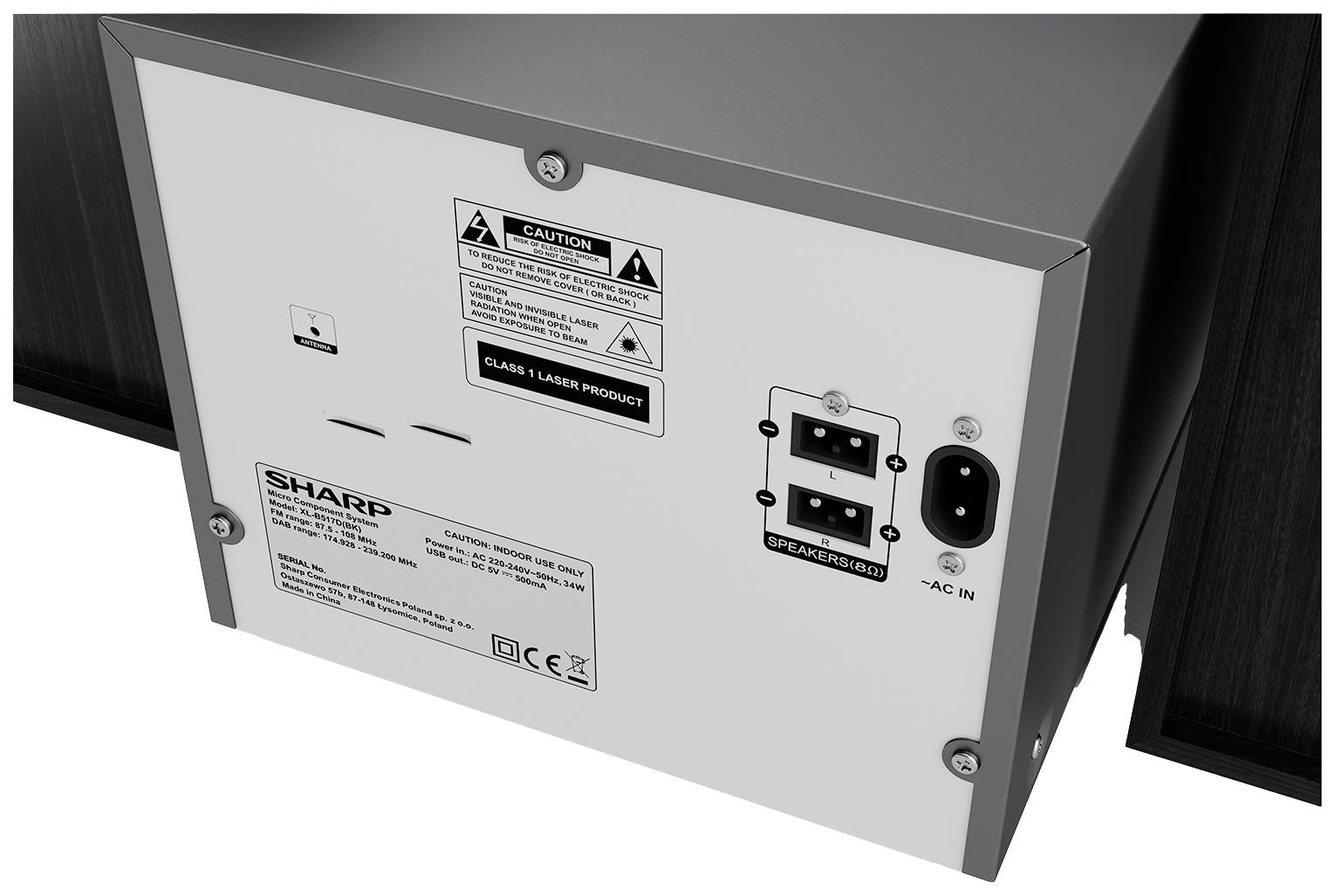 Sharp XL-B517D Stereoanlage Bluetooth®, AUX, DAB+, USB, UKW, Inkl. Fernbedienung 45 W Schwarz, Holz