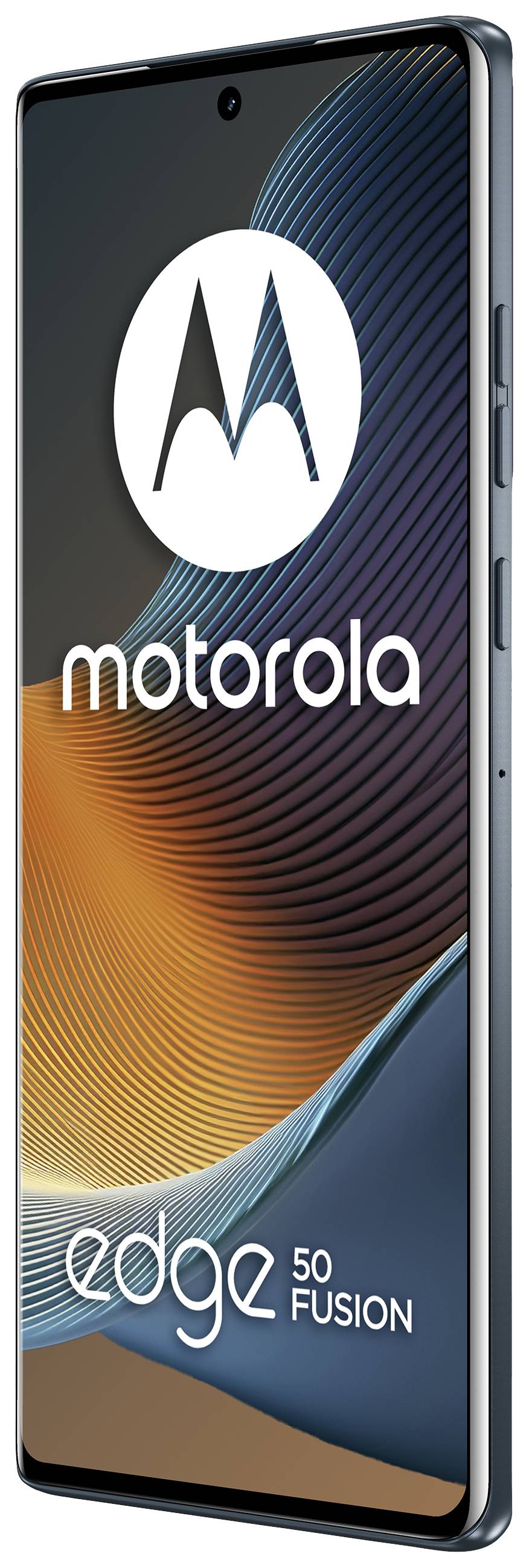 Smartphone von Motorola, Modell 'Edge 50 Fusion', mit einem gebogenen Bildschirm und schlankem Design.