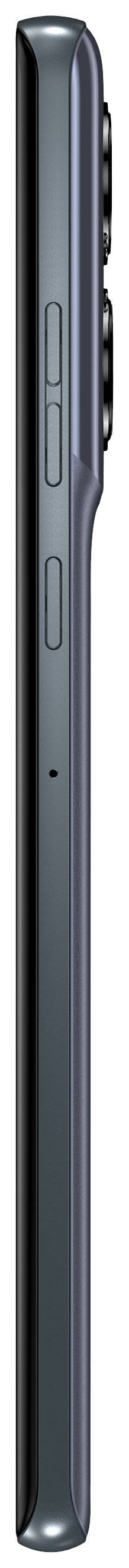 Profilansicht eines schwarzen Smartphones mit Seitentasten.